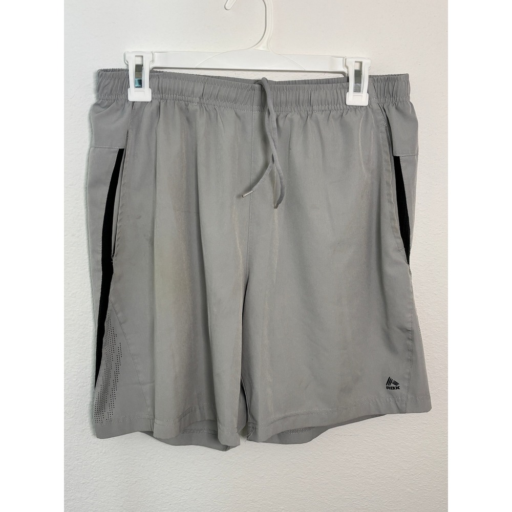 RBX Performance Mens Gray Athletic Gym Shorts Size Medium Drawstring Running
